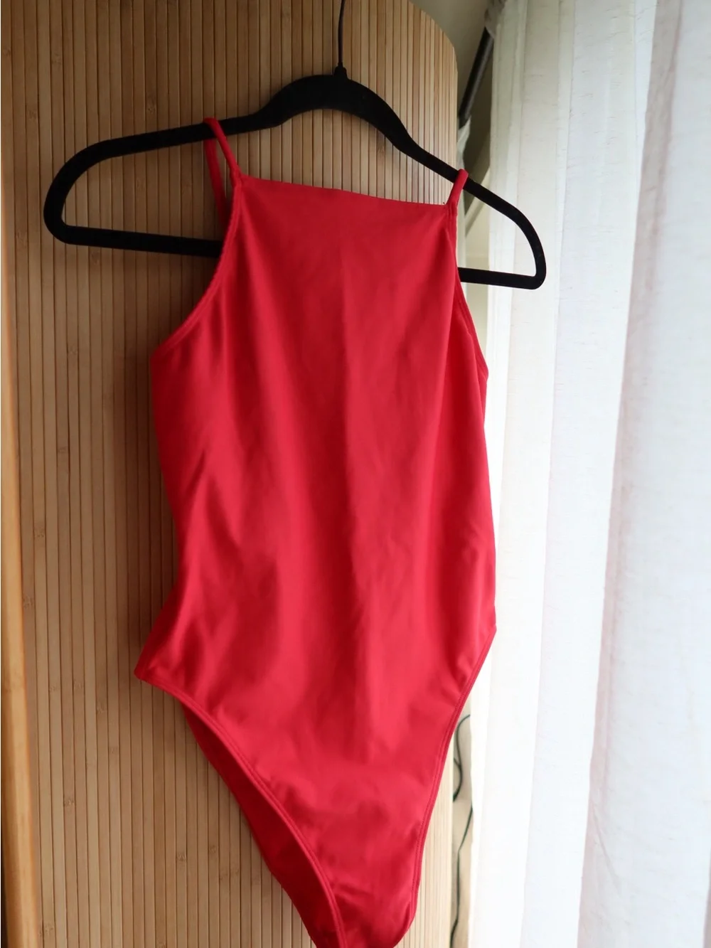 SKIMS Bright Red High-Neck One-Piece Swimsuit